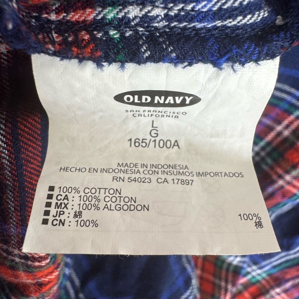 Old Navy Women's Casual Plaid Shirt - Blue and Red | Size Large - Picture 5 of 5